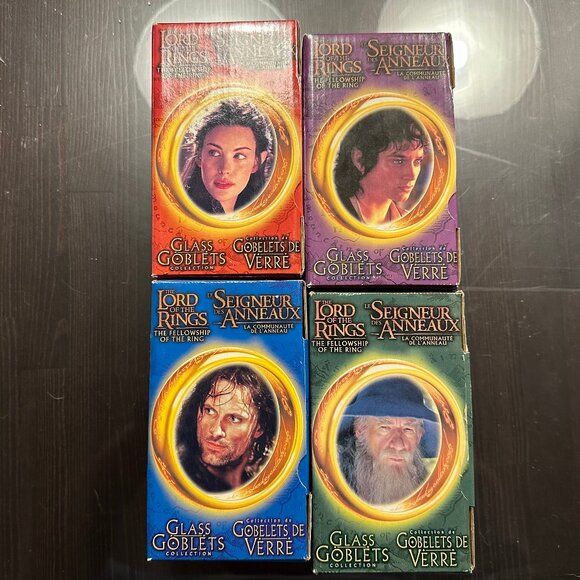 Lord of the Rings “Fellowship of the Ring” Collector Glass Goblets Complete Set - Picture 1 of 5